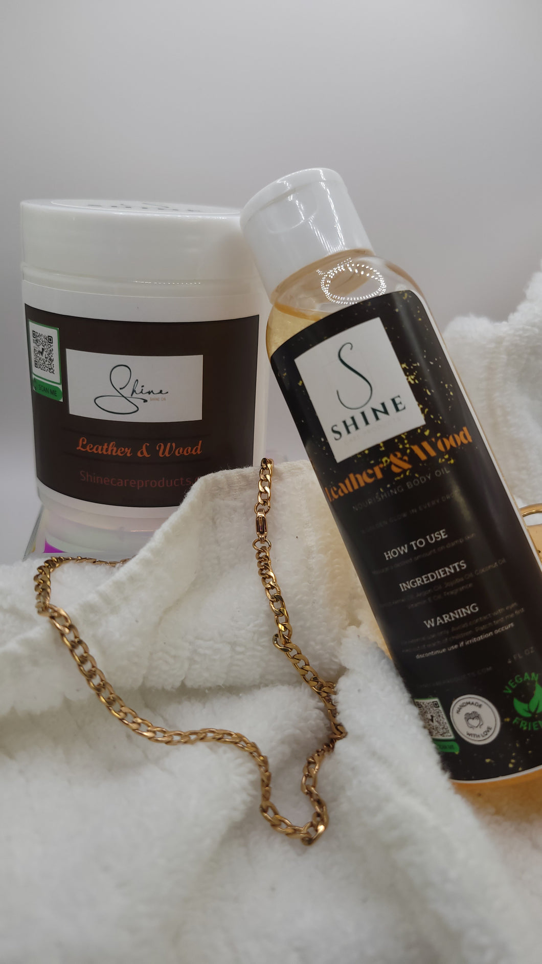 Leather & Wood Matching Set